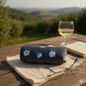 Draper James Navy Floral Eyeglass Case